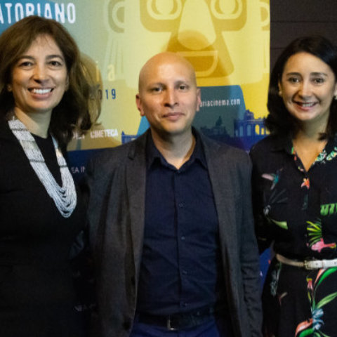 Darío Aguirre junto a Natalia Armijos de OEI y María Cristina Carrillo